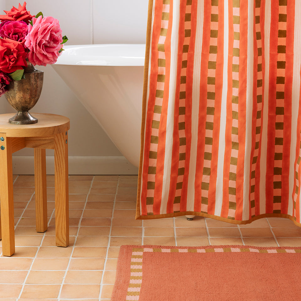 Marmalade Checker Stripe Shower Curtain