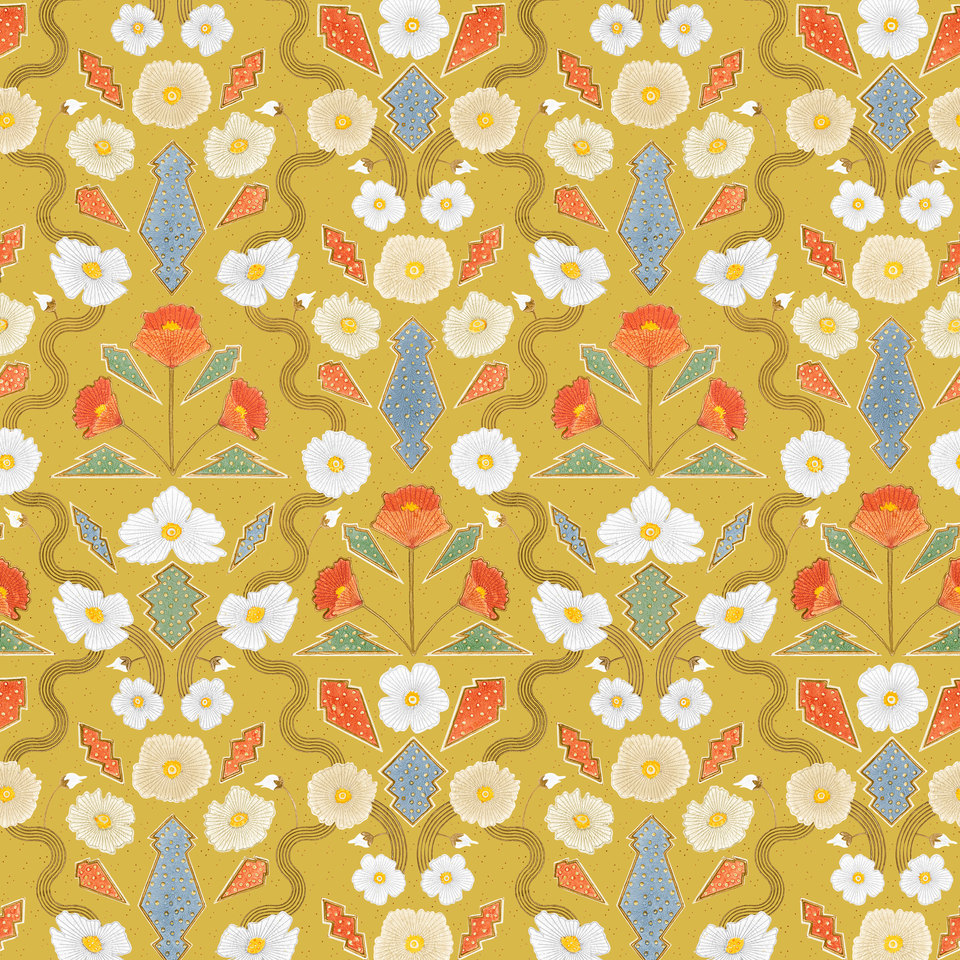 Ochre California Poppies Wallpaper