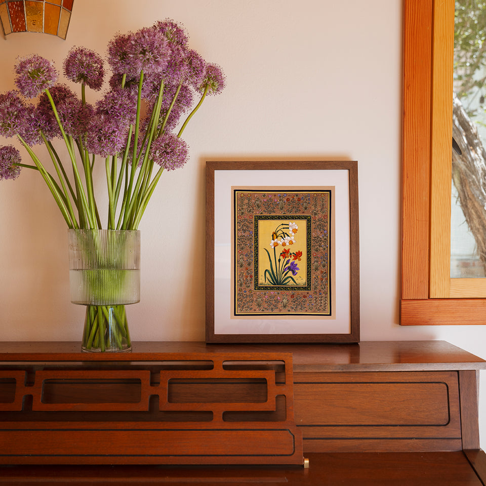 Daffodils and Iris | Miniature Painting