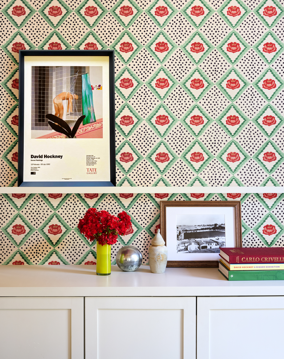 Peony Wallpaper | Cream + Red