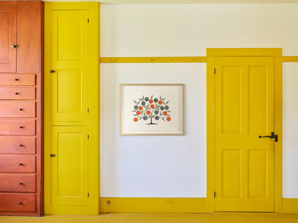 Tree of Life | Woodblock Print | Red & Green