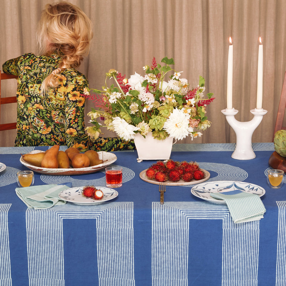 Crane Tablecloth | Cobalt