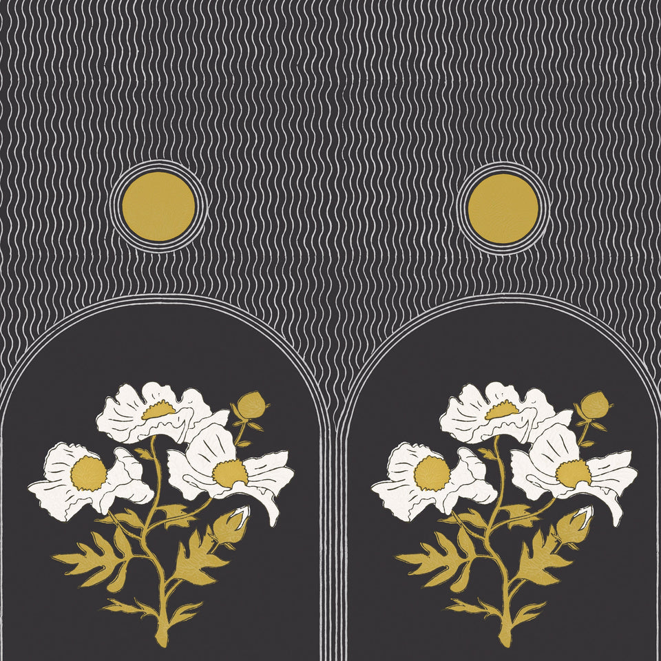 Poppies Wallpaper Sample | Midnight