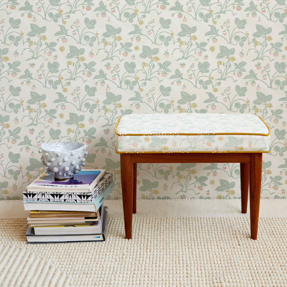 Strawberries Fabric Swatch | Sage